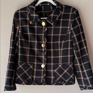 Banana Republic Navy and Orange plaid Jacket